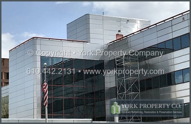 Cleaning, restoring, protecting, refurbishing, refinishing and maintaining exterior stainless steel panels.